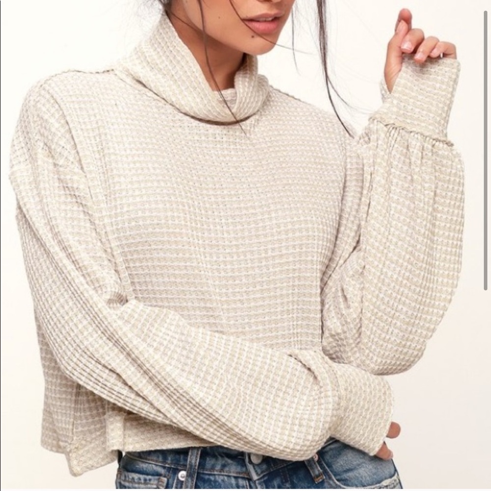 Free people waffle knit crop turtle neck